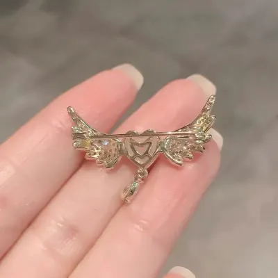 Wing Fashion Opal Love Heart Shape Brooch